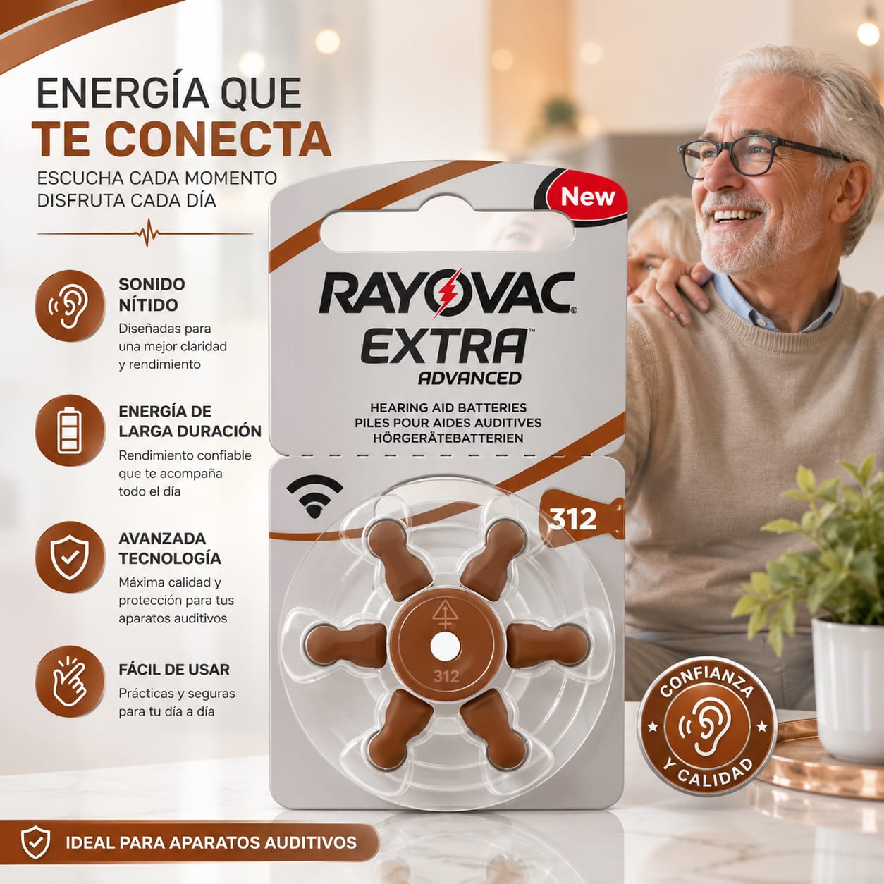 Pilas para Audífonos Rayovac Extra Advanced Tamaño 312 Zinc Aire x6 Unidades